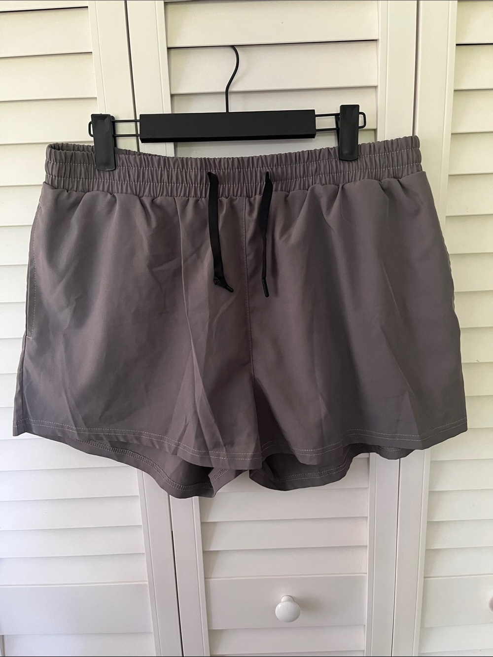Amazon Women's Gray Athletic Shorts with Drawstring